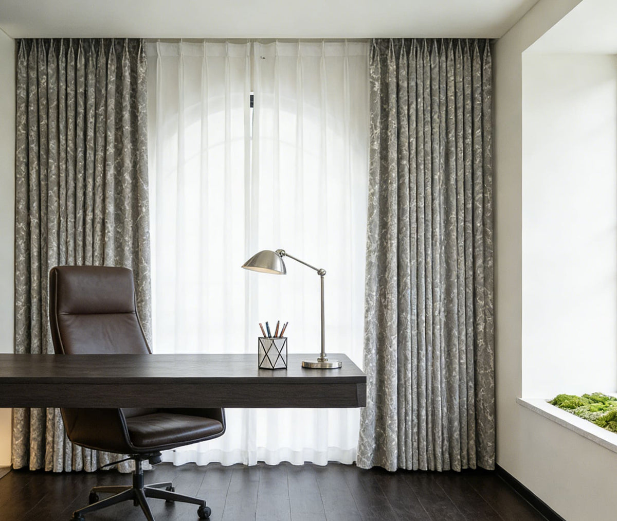Cozy Living Soft Taupe Printed Subtle Blossom & Vine Curtain
