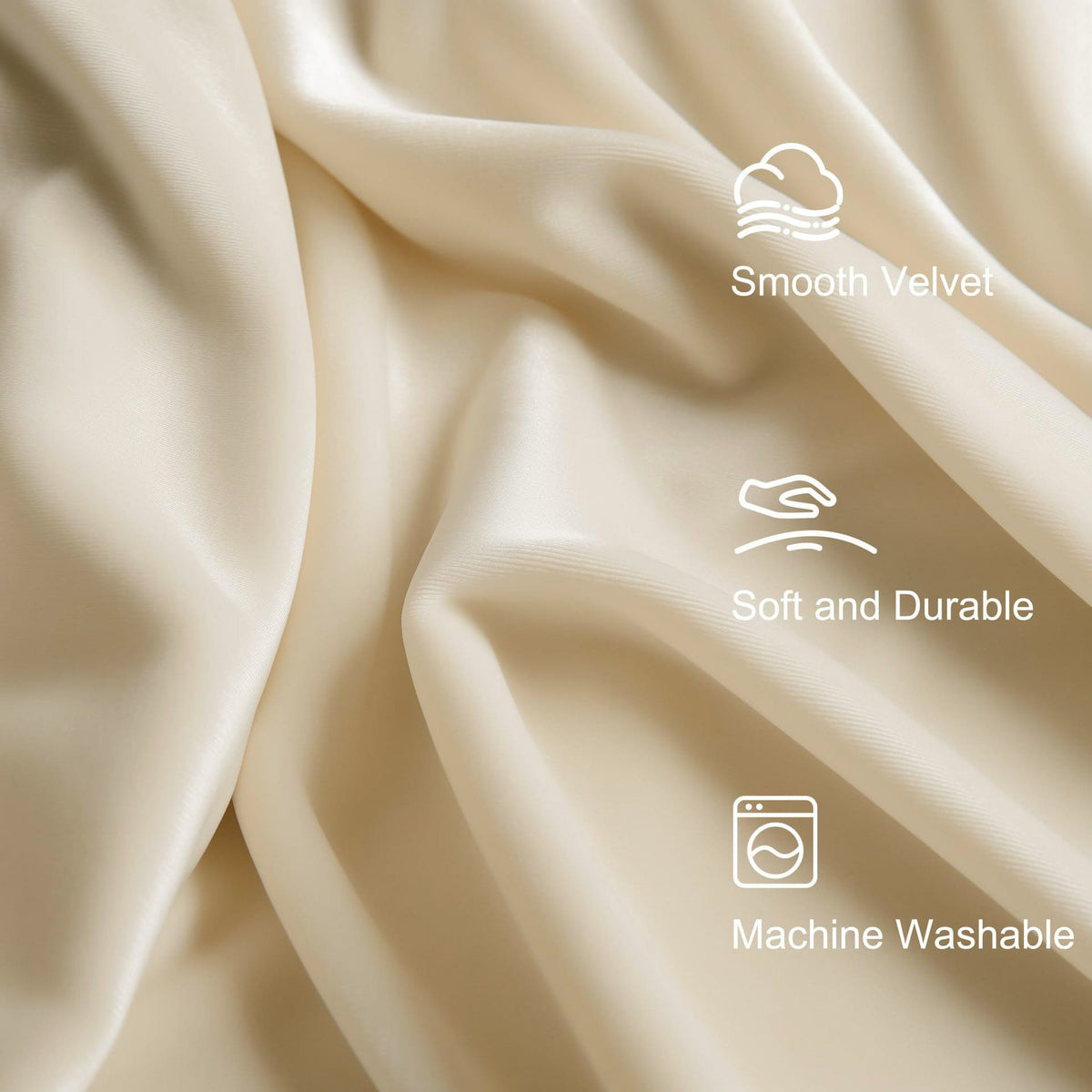 Beige Cream Velvet Pinch Pleat Curtains and Drapes for Living Room/Bedroom