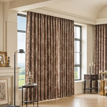 Rideaux à motifs géométriques bleus pour chambre à coucher