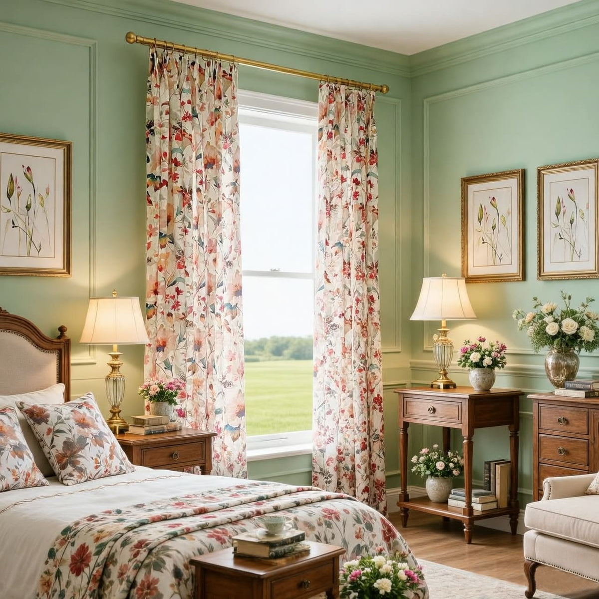 Brilliant Flowers Curtains Song of Summer Living Room Drapes 2 Panels