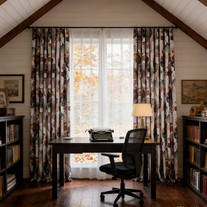 Artistic Bloom Purple and Brown Watercolor Floral Pinch Pleat Curtains