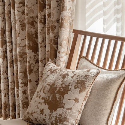 Classic Elegance Brown Chenille Jacquard Floral Bedroom Curtain Room Decor
