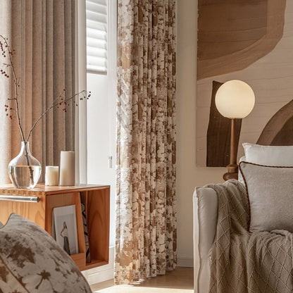 Classic Elegance Brown Chenille Jacquard Floral Bedroom Curtain Room Decor