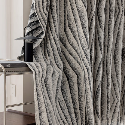 Urban Modern Charcoal Wavy Stripe Curtains