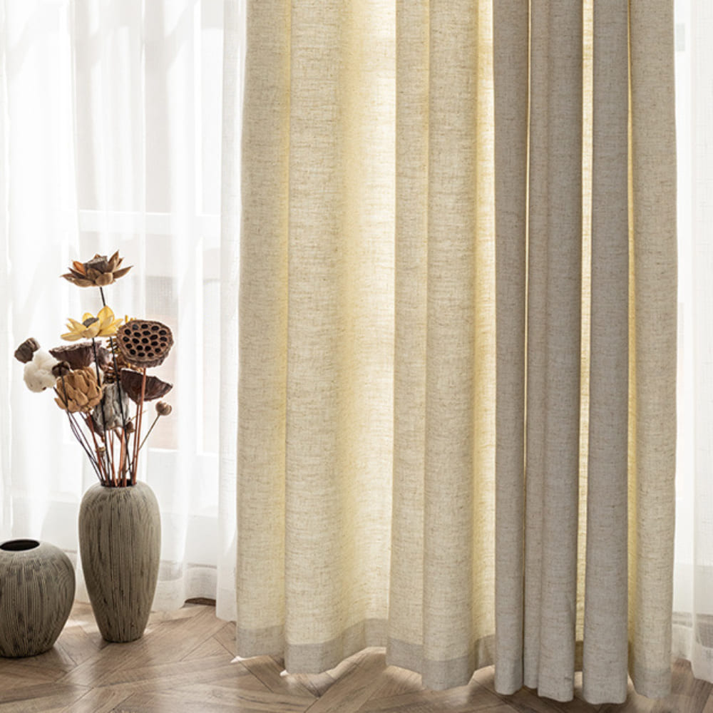 Simple Texture Harmony Warm Beige Linen Natural Pinch Pleat Curtain