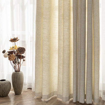 Simple Texture Harmony Warm Beige Linen Natural Pinch Pleat Curtain