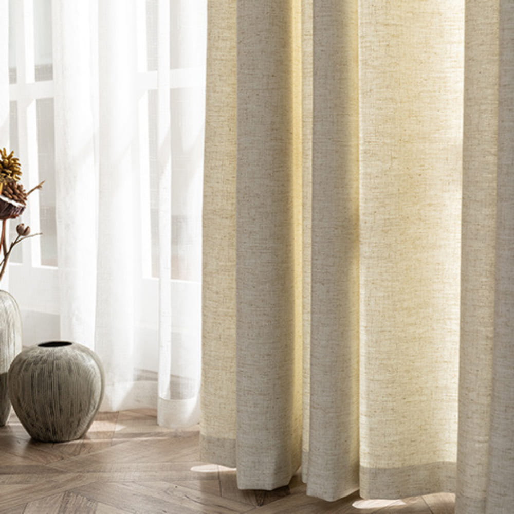 Simple Texture Harmony Warm Beige Linen Natural Pinch Pleat Curtain