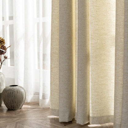 Simple Texture Harmony Warm Beige Linen Natural Pinch Pleat Curtain