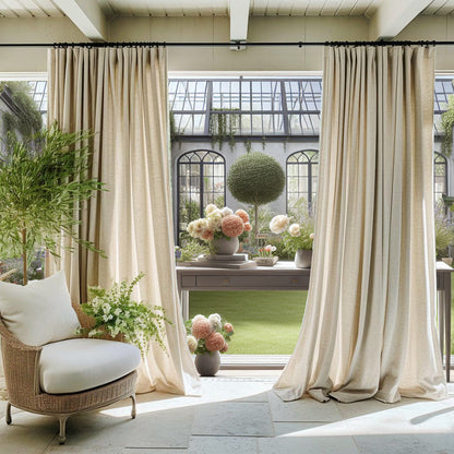 Simple Texture Harmony Warm Beige Linen Natural Pinch Pleat Curtain