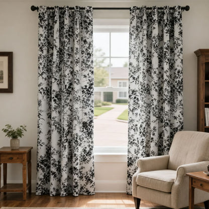 Rideaux à motifs géométriques bleus pour chambre à coucher