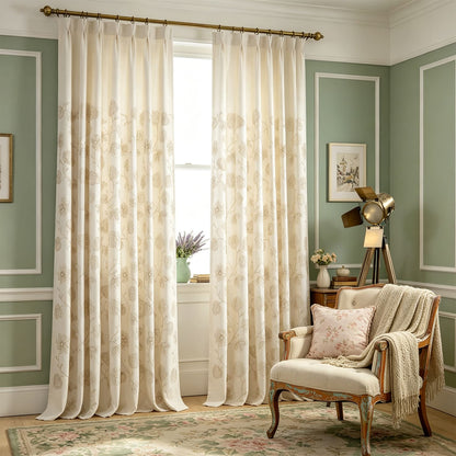 Natural Linen Rope Embroidery Flower Unique Curtains Drapes