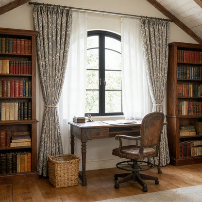 Cozy Living Soft Taupe Printed Subtle Blossom & Vine Curtain