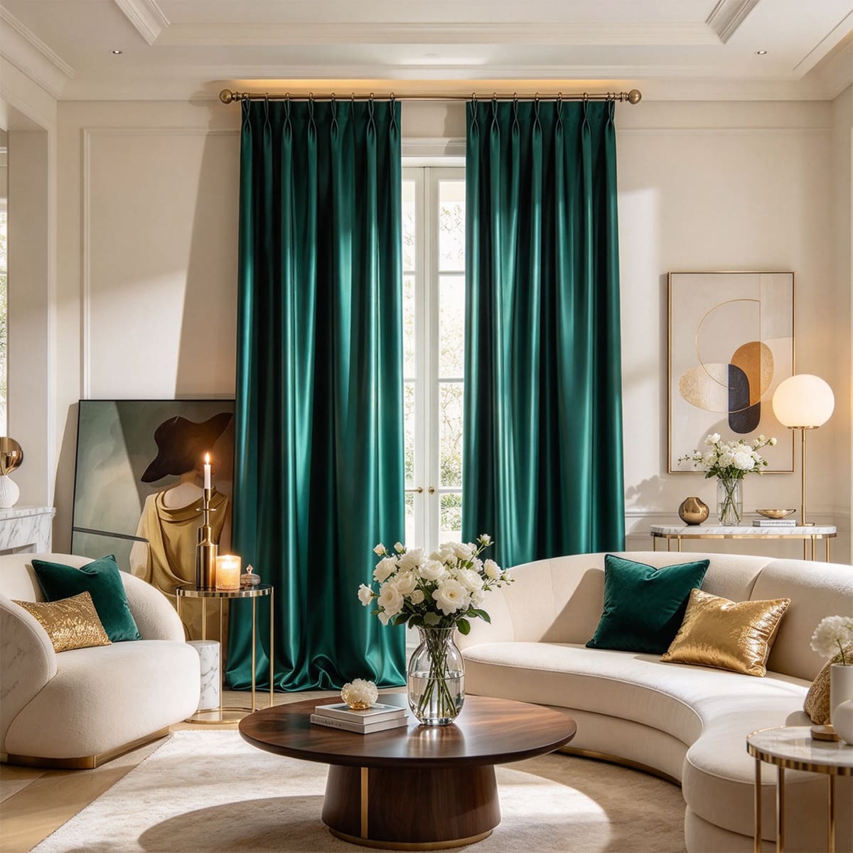 Emerald Luxe Vibrant Green Blackout Curtains Thermal Insulated Drapes
