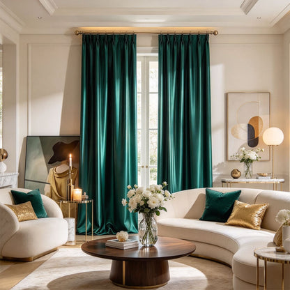 Emerald Luxe Vibrant Green Blackout Curtains Thermal Insulated Drapes
