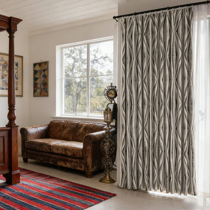 Urban Modern Charcoal Wavy Stripe Curtains