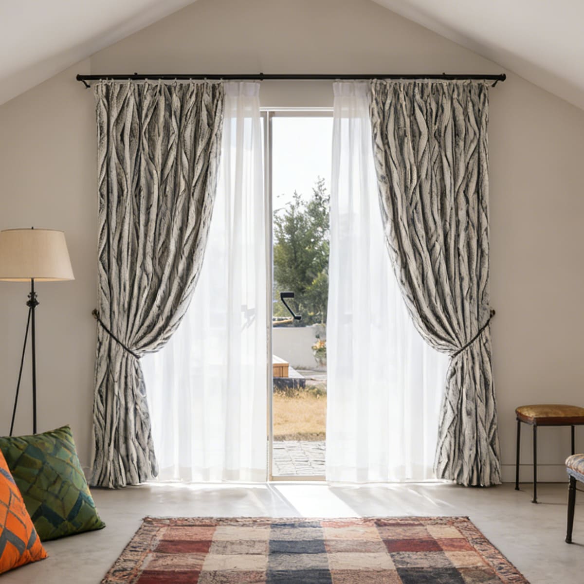 Urban Modern Charcoal Wavy Stripe Curtains