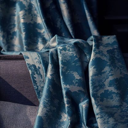 Luxurious Shimmering Blue Bronzing Velvet Curtains