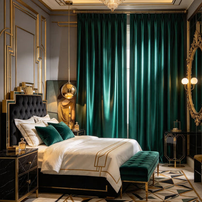 Emerald Luxe Vibrant Green Blackout Curtains Thermal Insulated Drapes