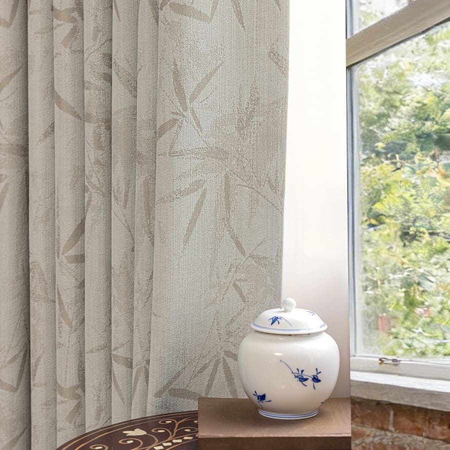 Calm Earthy Zen Bamboo Jacquard Drapery Minimalist Natural Curtains