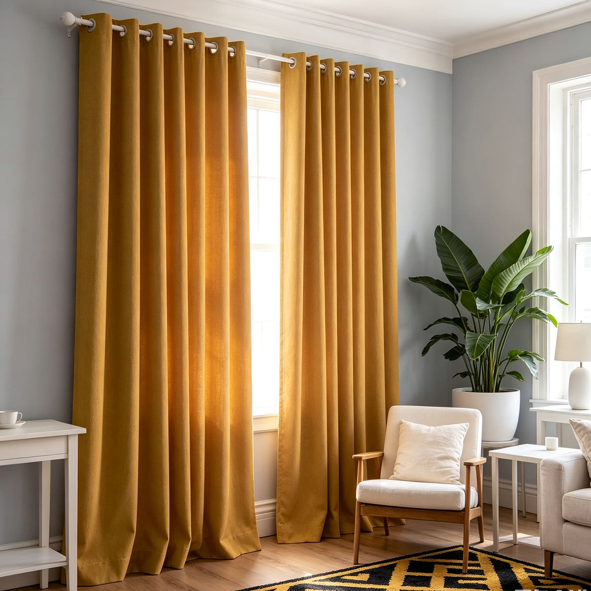 Earthy Neutral Camel Matte Textured Curtain Room Darkening Drapes
