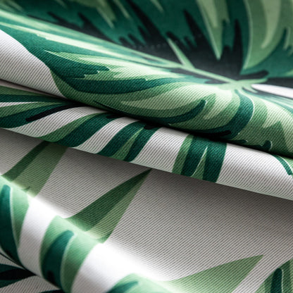 Jungle Whisper Deep Green Palm Leaf Blackout Curtains