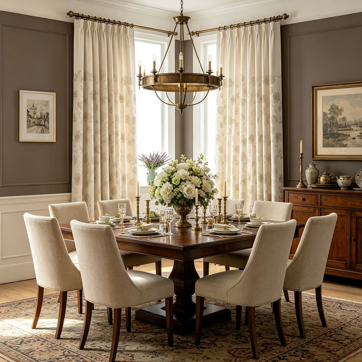 Natural Linen Rope Embroidery Flower Unique Curtains Drapes