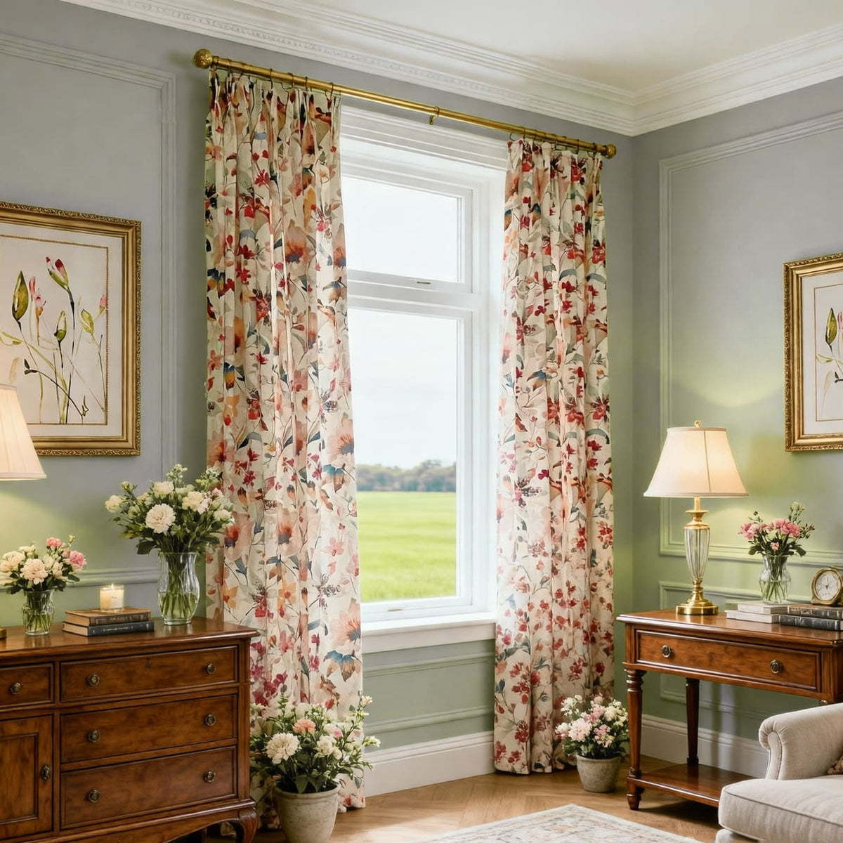 Brilliant Flowers Curtains Song of Summer Living Room Drapes 2 Panels