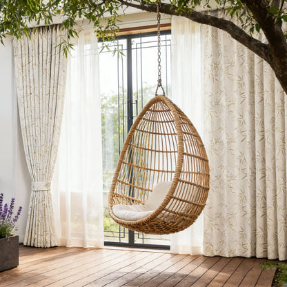 Calm Earthy Zen Bamboo Jacquard Drapery Minimalist Natural Curtains