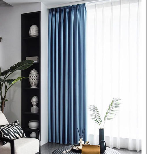 Serenity Slate Blue Blackout Pinch Pleat Curtains