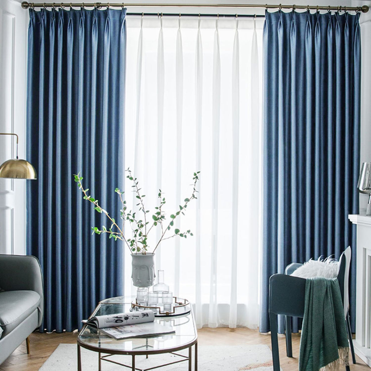 Serenity Slate Blue Blackout Curtains Thermal Insulated Drapes