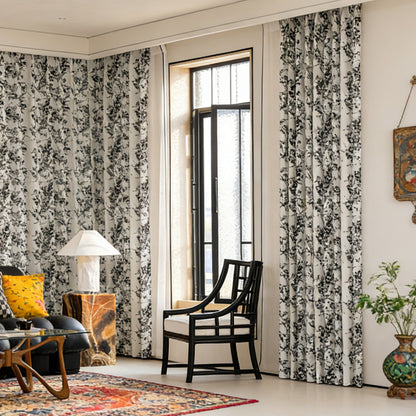 Rideaux à motifs géométriques bleus pour chambre à coucher