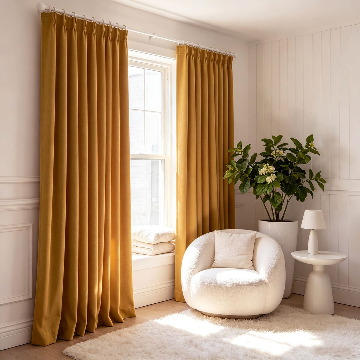 Earthy Neutral Camel Matte Textured Curtain Room Darkening Drapes