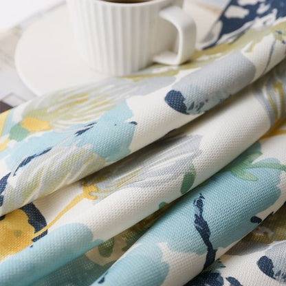 Vibrant Teal & Mint Watercolor Botanical Vine Curtains