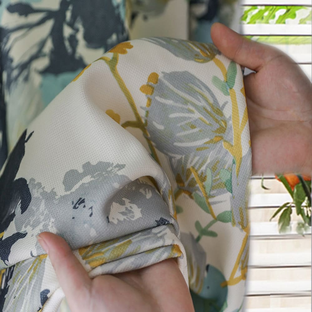 Vibrant Teal & Mint Watercolor Botanical Vine Curtains