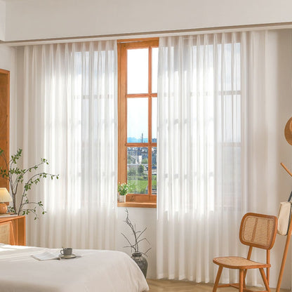 Organ White Vertical Striped Blinds Sheer Curtains