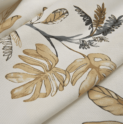 Contemporary Cream Tropical Leaf Print Curtains