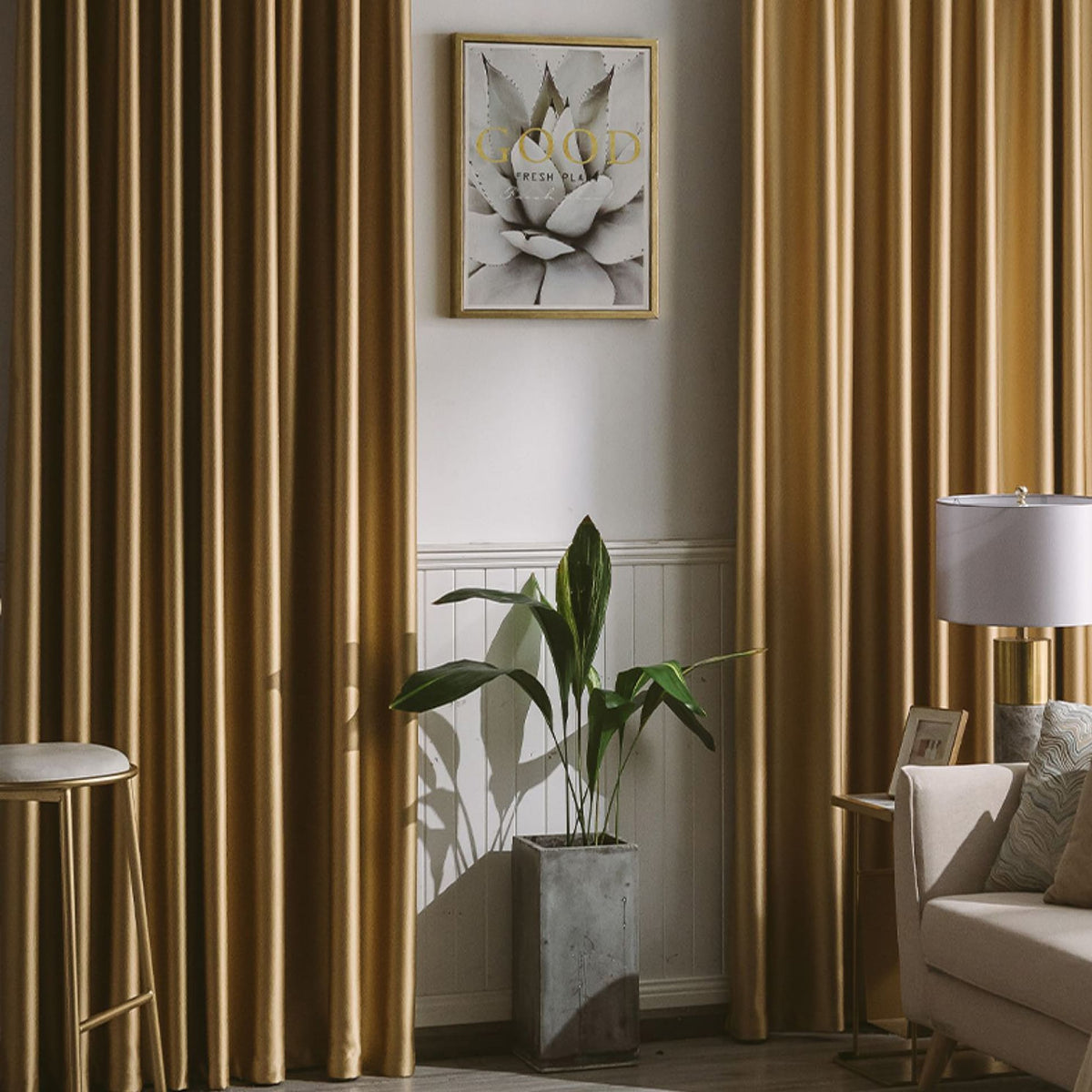 Antique Golden Elegance Blackout Pinch Pleat Curtains