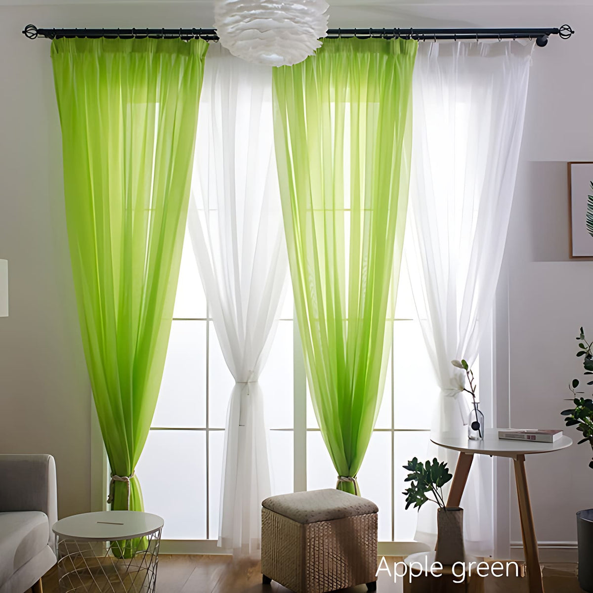 Modern Colorful Semi Sheer Curtains Elegant Window Sheers Decorative Sheer Drapes
