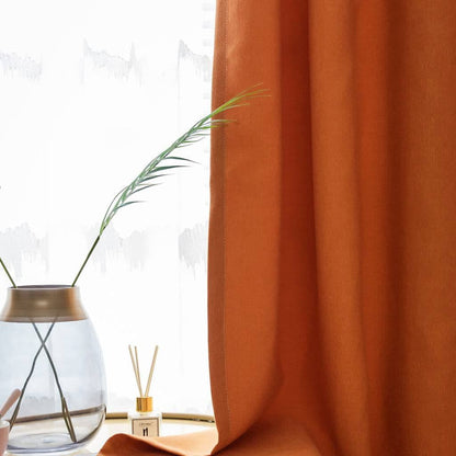 Warm Burnt Orange Terracotta Solid Curtains-Autumn Room Darkening Drapes