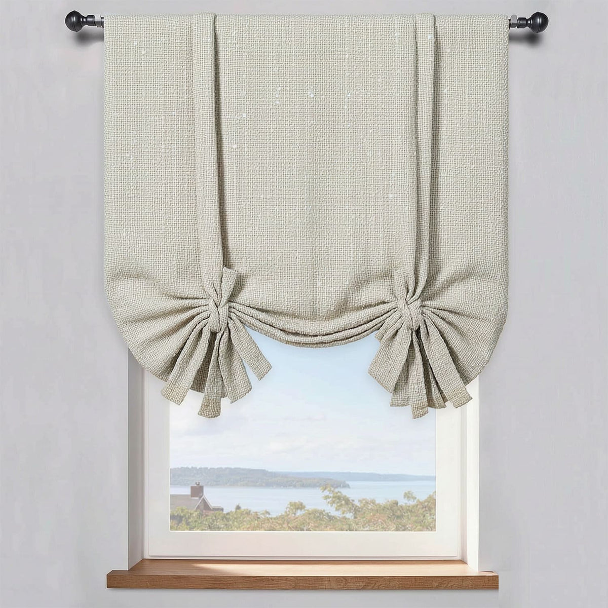 Rideaux beiges unis avec œillets pour chambre à coucher, ensemble de 2 panneaux