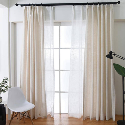 best beige natural linen drapes living room door window curtains for sale