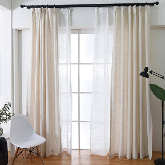 best beige natural linen drapes living room door window curtains for sale