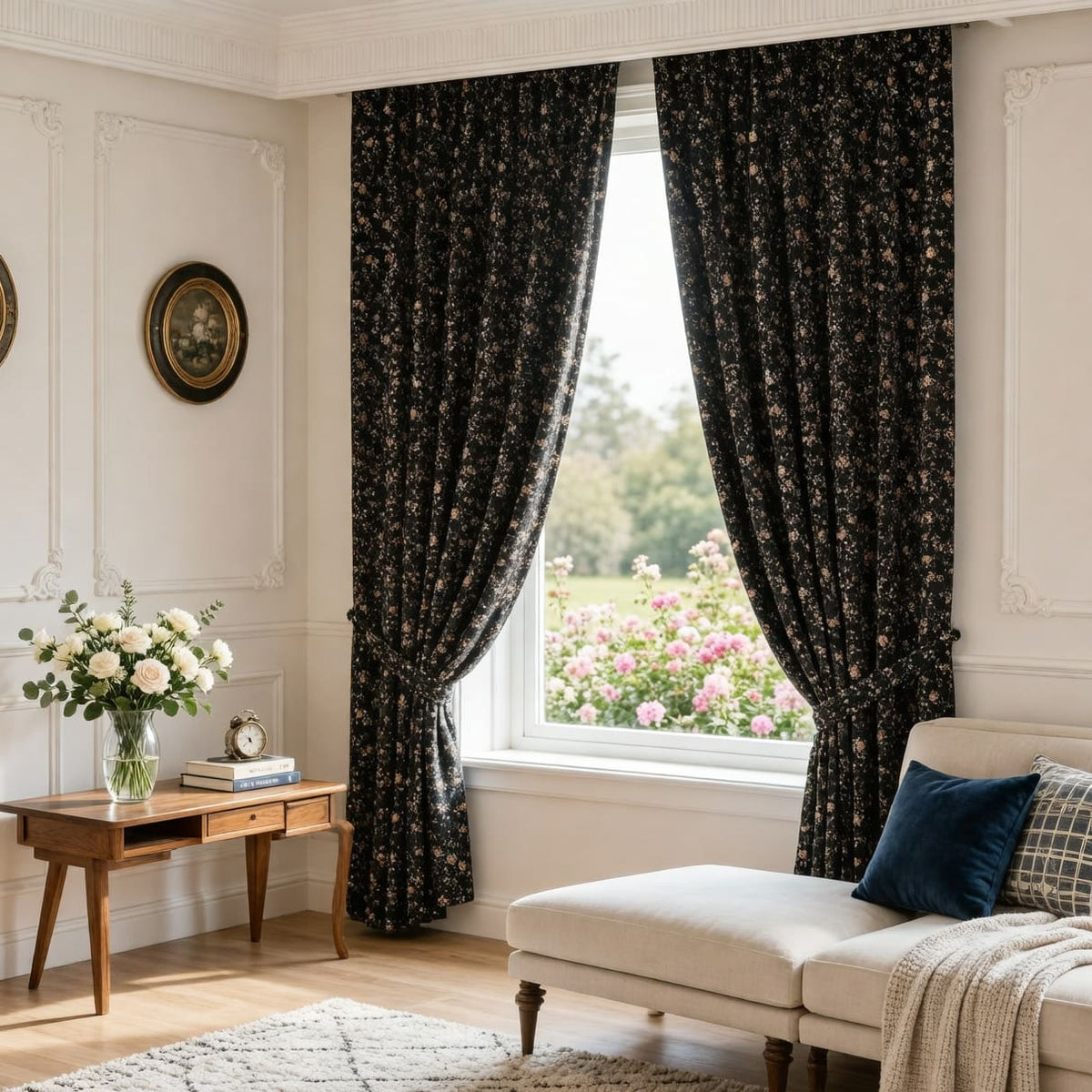 Pastoral Romance Double-Sided Small Floral Jacquard Chenille Drapes
