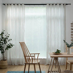 Black white pinstripe sheer curtains for living room window sheers