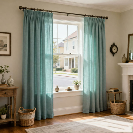Solid Teal Blue Curtains Grommet Top Drapes for Bedroom Set of 2 Panels