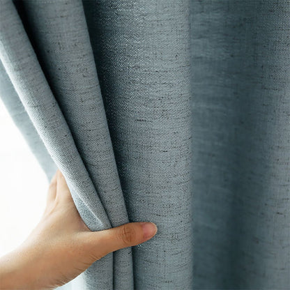 Serene Azure Blue Gray Linen Curtain