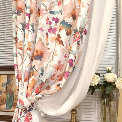 Boho flower soundproof hooked curtains for bedroom drapes for sale