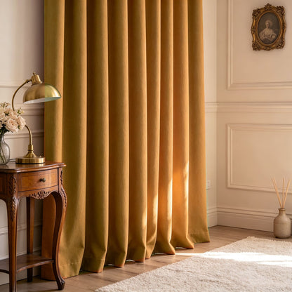 Earthy Neutral Camel Matte Textured Curtain Room Darkening Drapes