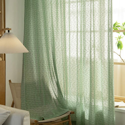 French Chanle Style Graceful Sheer Curtains Mint Green/Light Brown/White