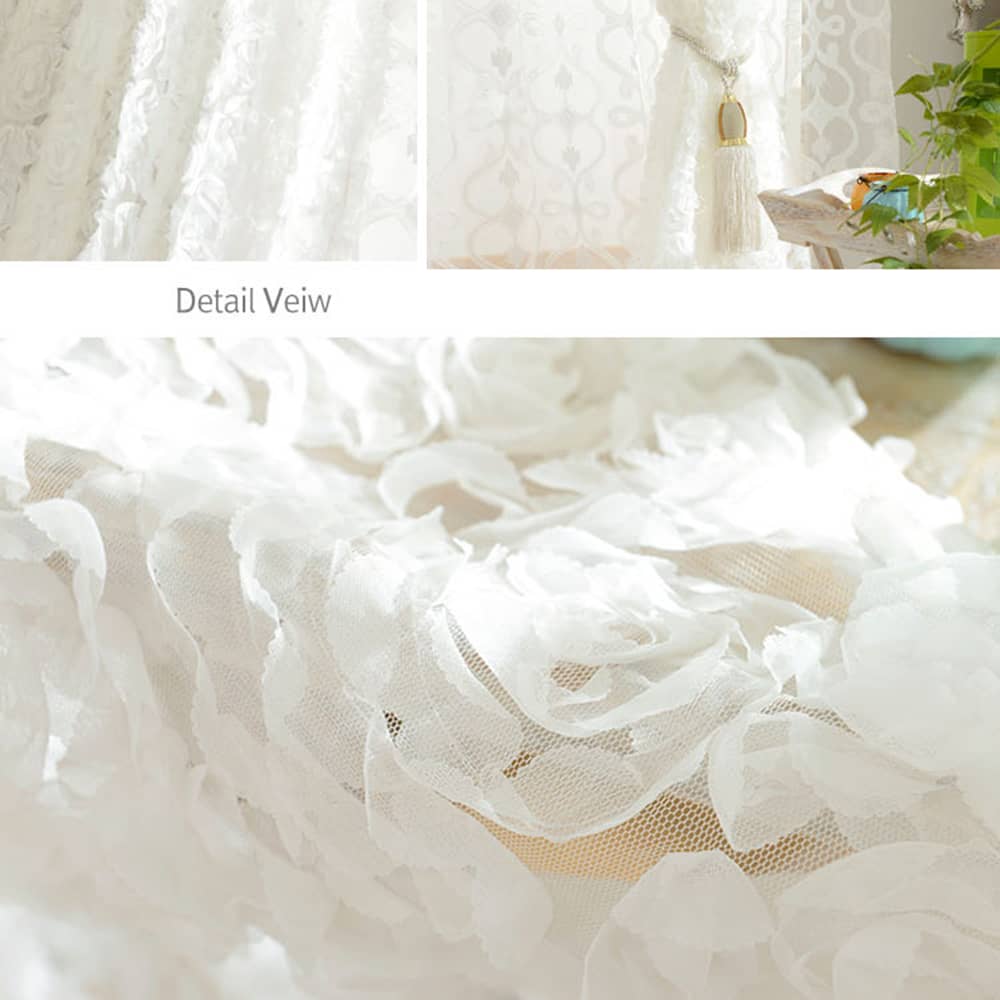 cheap 3d full roses white sheer bedroom curtains sheer window panels